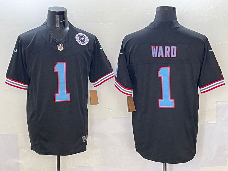 Men 2025 Tennessee Titans #1 Ward Black Throwback Three generations Nike Limited NFL Jersey style 4